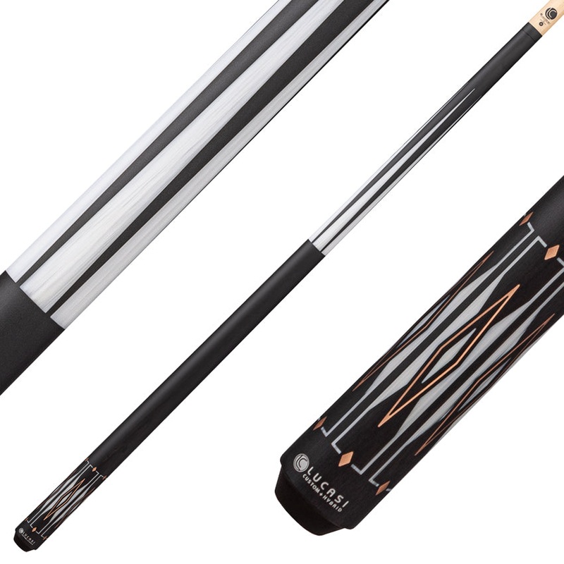 Lucasi Hybrid LHF71 Wrapless Pool Cue – Matte Charcoal and Imitation Bone with Rose Gold Accent Inlays