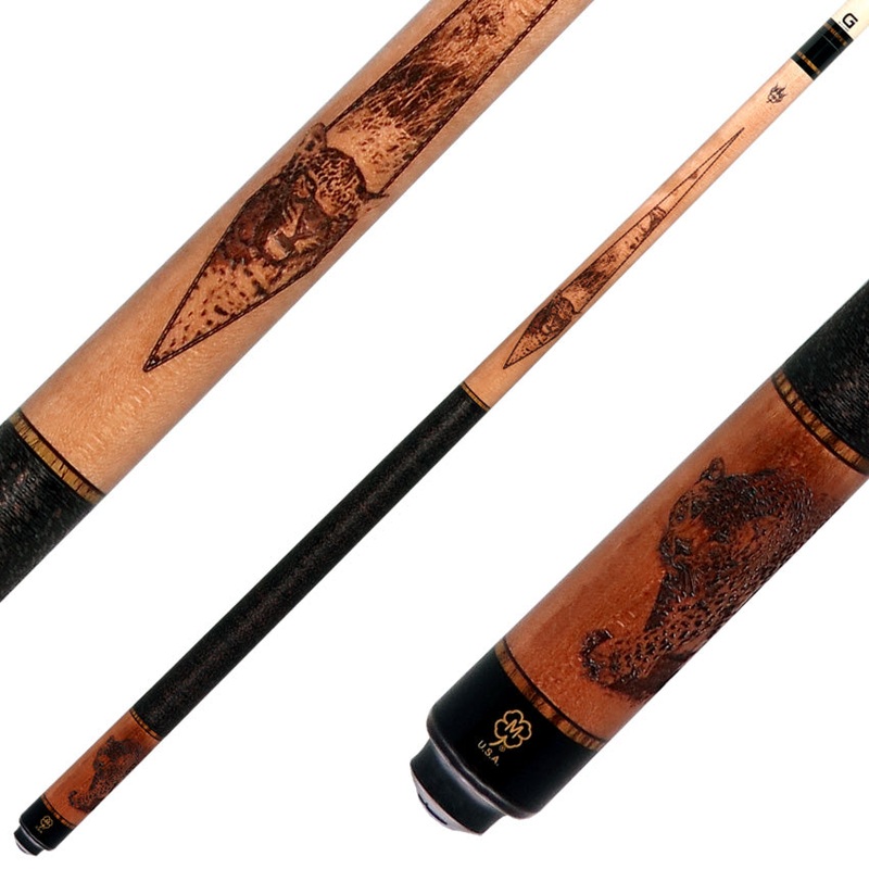 McDermott G337C2 Cue of the Month – Wildfire 3-D Engraved Leopard with Linen Wrap