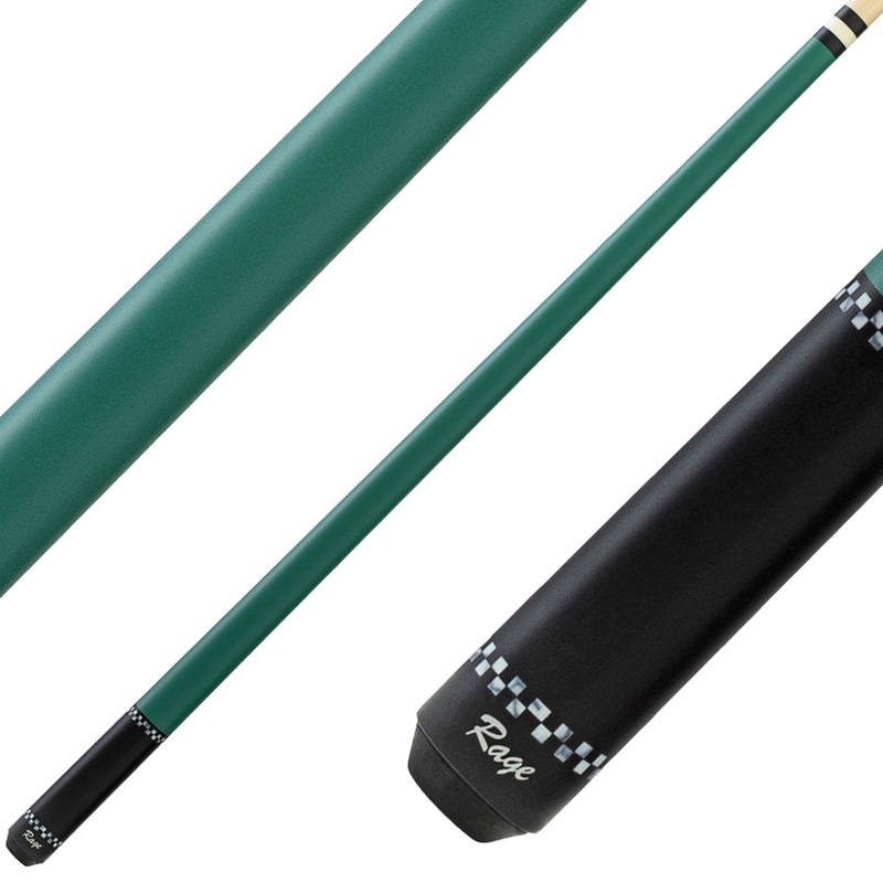 Rage RG04 Wrapless Pool Cue – Forest Green with Checkers