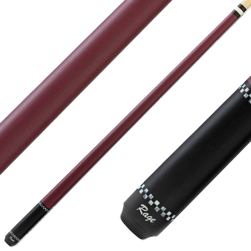 Rage RG05 Wrapless Pool Cue – Plum Red with Checkers