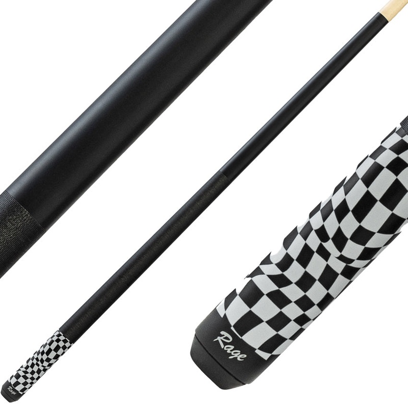 Rage RG06 Pool Cue with Nylon Wrap – Black Warped Checkers