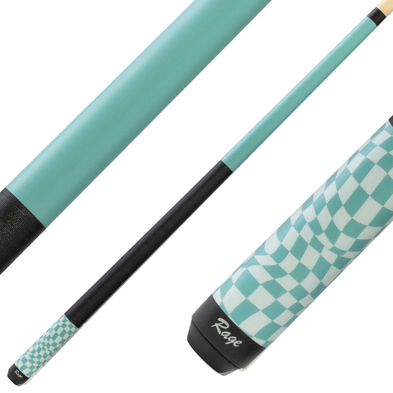 Rage RG07 Pool Cue with Pressed Nylon Wrap – Sky Blue Warped Checkers