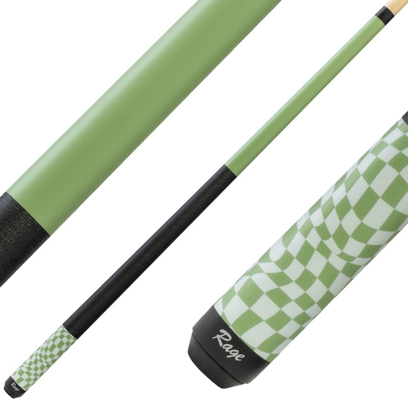 Rage RG08 Pool Cue with Pressed Nylon Wrap – Lime Green Warped Checkers