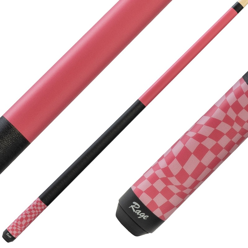 Rage RG09 Pool Cue with Pressed Nylon Wrap – Dark Fuchsia Warped Checkers