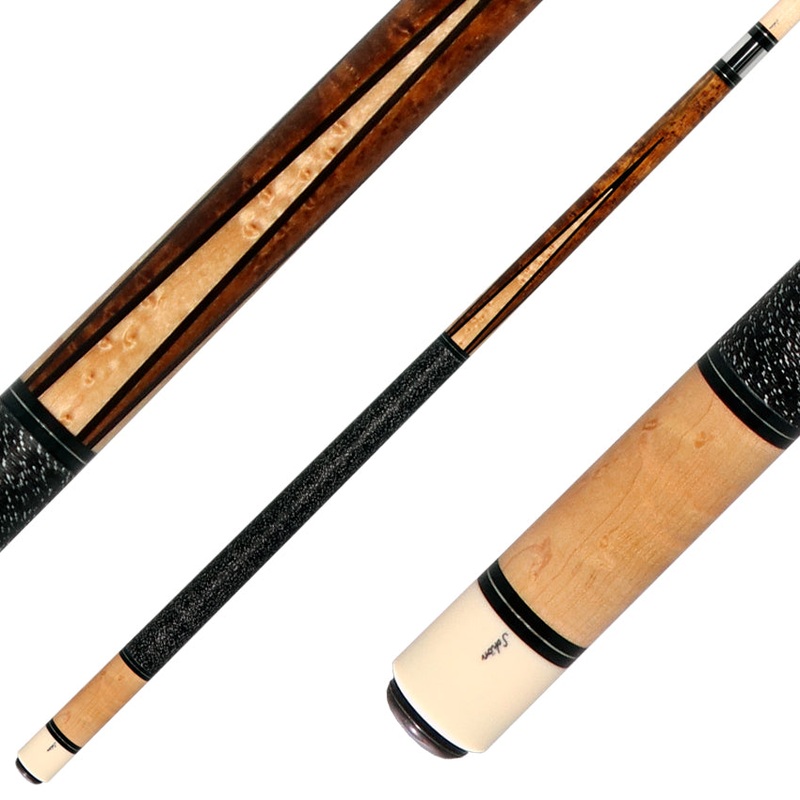 Schon STL3MIX Pool Cue – Dark Stained Maple Forearm with 4 Light Stained Maple Points and Butt Sleeve