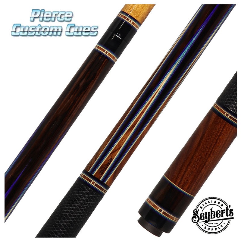 Jim Pierce Custom Cues – Mecasser Ebony with 6 Pao Ferro Points – 2 Shafts