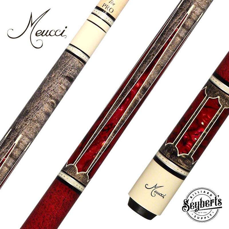 Meucci 2020 Gray – Red – Red/Black Wrap Pool Cue with The Pro Shaft – 2020GYRDRDBKP