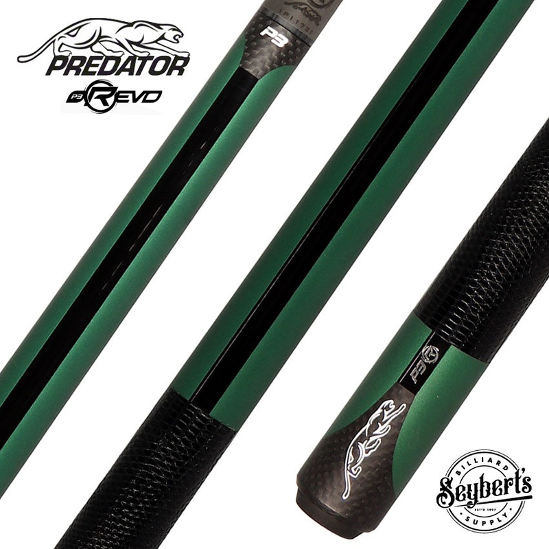 Predator P3 Matte Metallic Green Pool Cue with Genuine Exotic Black Lizard Wrap – Uniloc – P3GRNUC-EXLWBKLZ