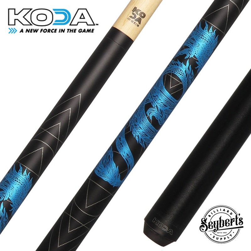 KODA Matte Black with Blue Dragon Graphic Pool Cue – KDV15BL