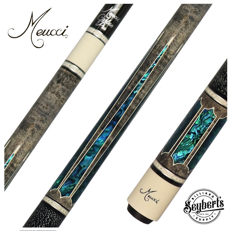 Meucci 2020 Gray – Blue Pearl – Black/White Wrap Pool Cue with Carbon Shaft – 2020GYBLBKWHC