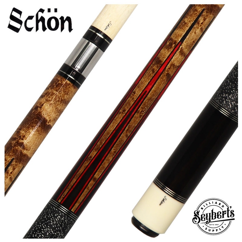 Schon Dark Stained with Red Points Pool Cue – STL6DSRD