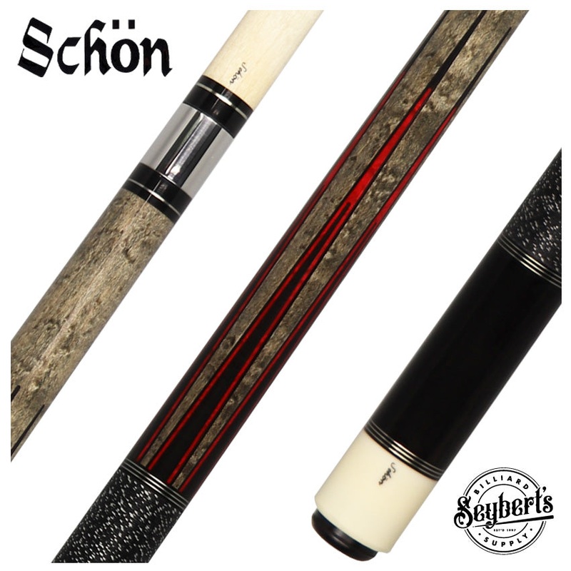 Schon Grey Stained with Red Points Pool Cue – STL6GYRD