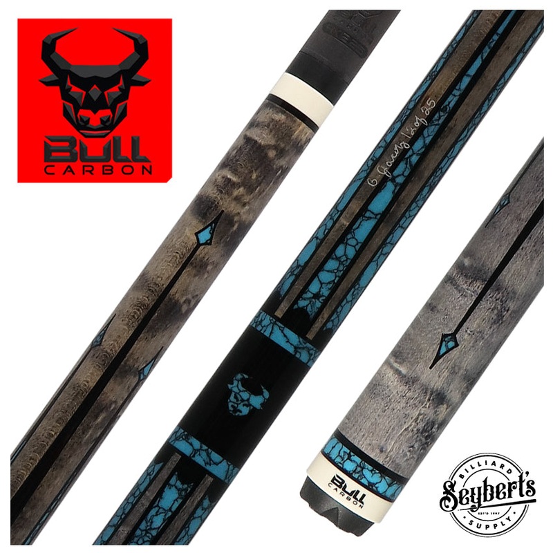 Bull Carbon By Jacoby Limited Edition Smoke Grey Blue Recon No Wrap Pool Cue with LD Carbon Fiber Shaft – BCUSA1N