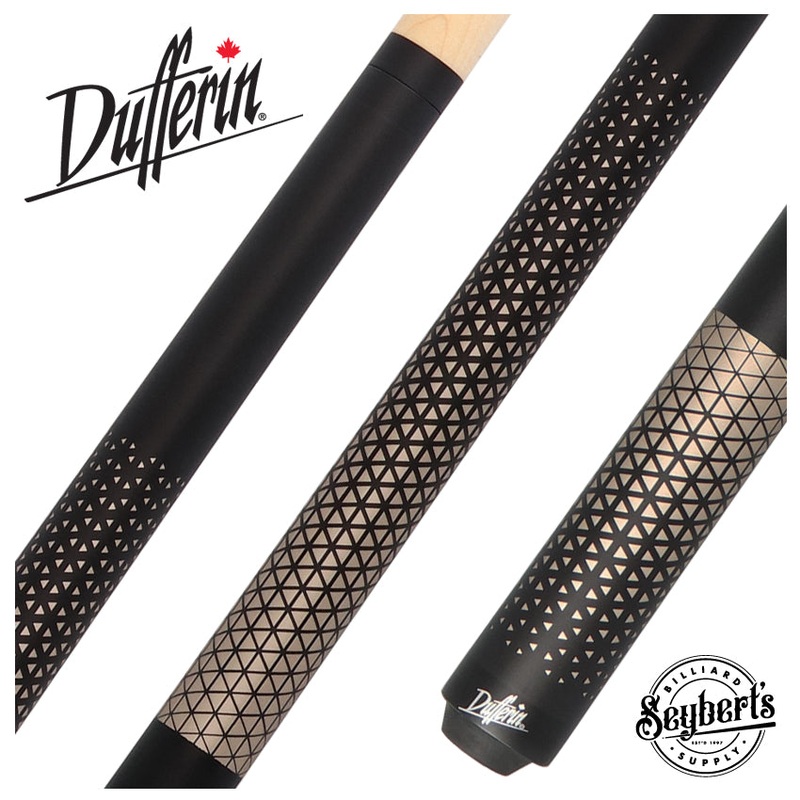 Dufferin Matte Black with Gold Triangle Design Wrapless Graphic Pool Cue – D348