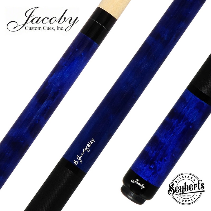 Jacoby Custom Blue Stained Maple with all Black Linen Wrap Play Cue – 0824-74