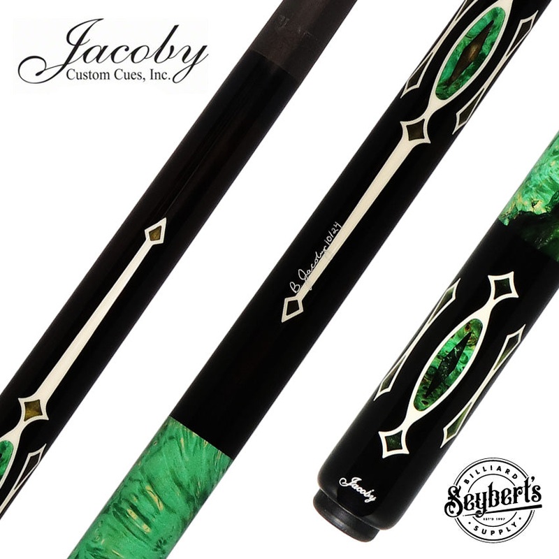 Jacoby Custom Ebony, Impregnated Burl and Micarta Play Cue with 12.9mm V4 Black Carbon Shaft – 1024-321