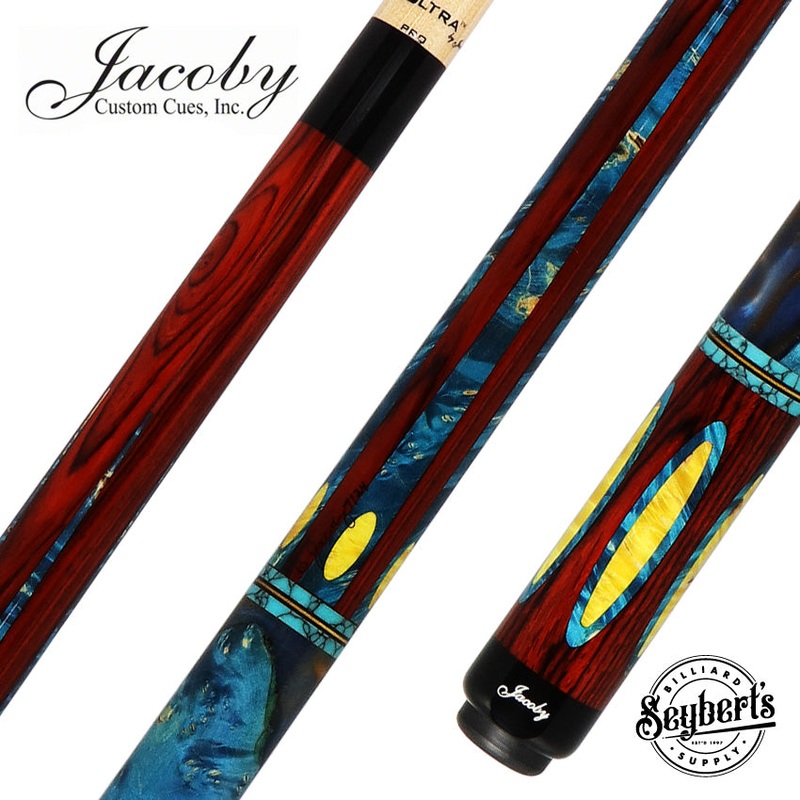 Jacoby Custom Impregnated Burl, Cocobolo and Turquoise Play Cue – 0724-318
