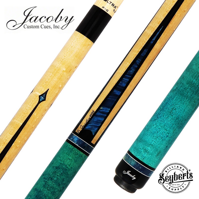 Jacoby Custom Teal-Stained Birdseye Maple with Impregnated Burl Points Play Cue – 1024-267
