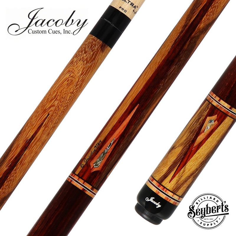 Jacoby Custom Tiger Caspi, Cocobolo, Tulipwood and Abalone Play Cue – 0924-75