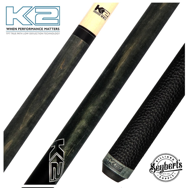K2 Matte Gray-Stained Maple Play Cue with Leather Wrap and 12.50mm LD Shaft – KLCGY