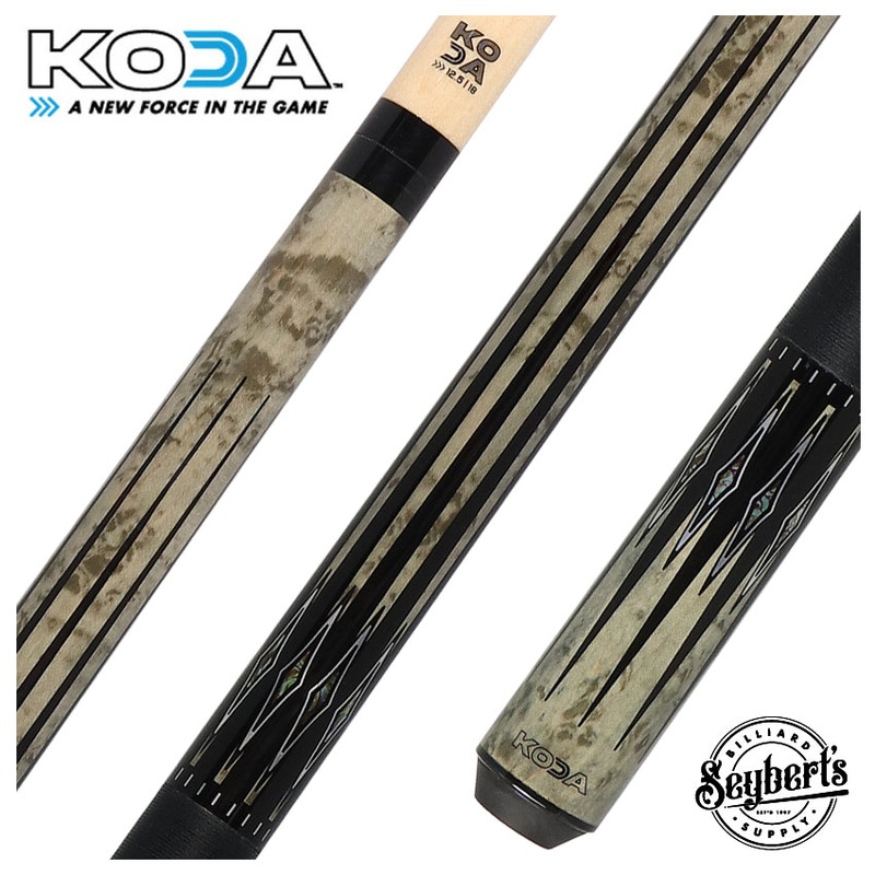 KODA Gray-Stained Maple with Black and Abalone Points Graphic Pool Cue – KD54