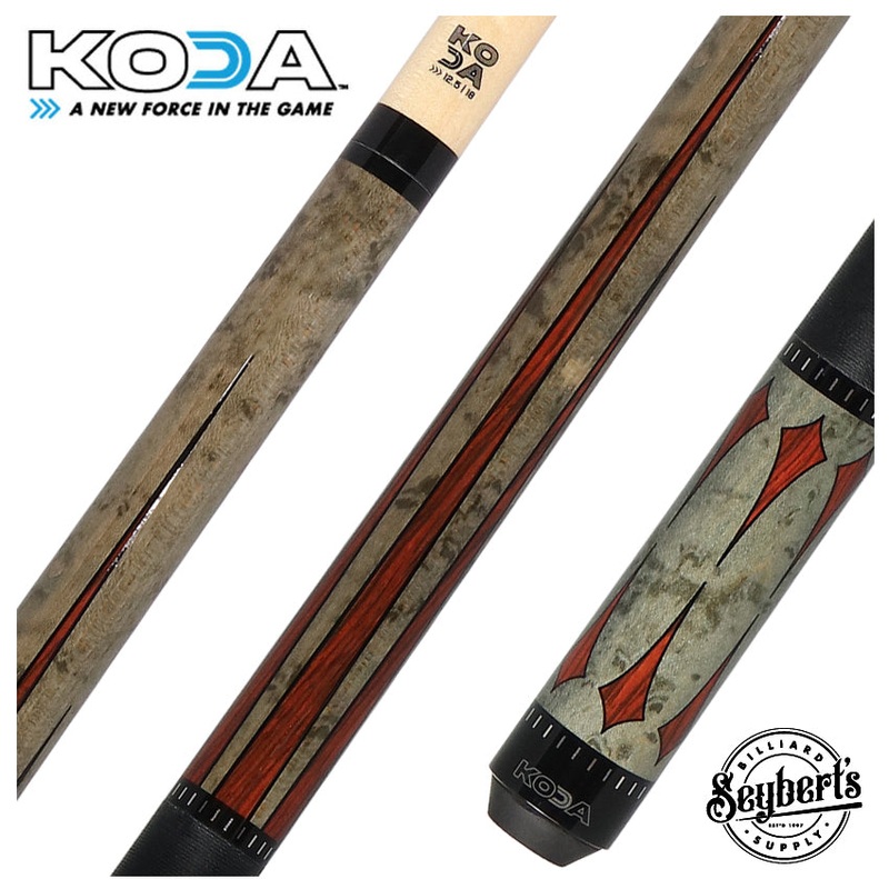KODA Gray-Stained Maple with Cocobolo Points Graphic Pool Cue – KD49