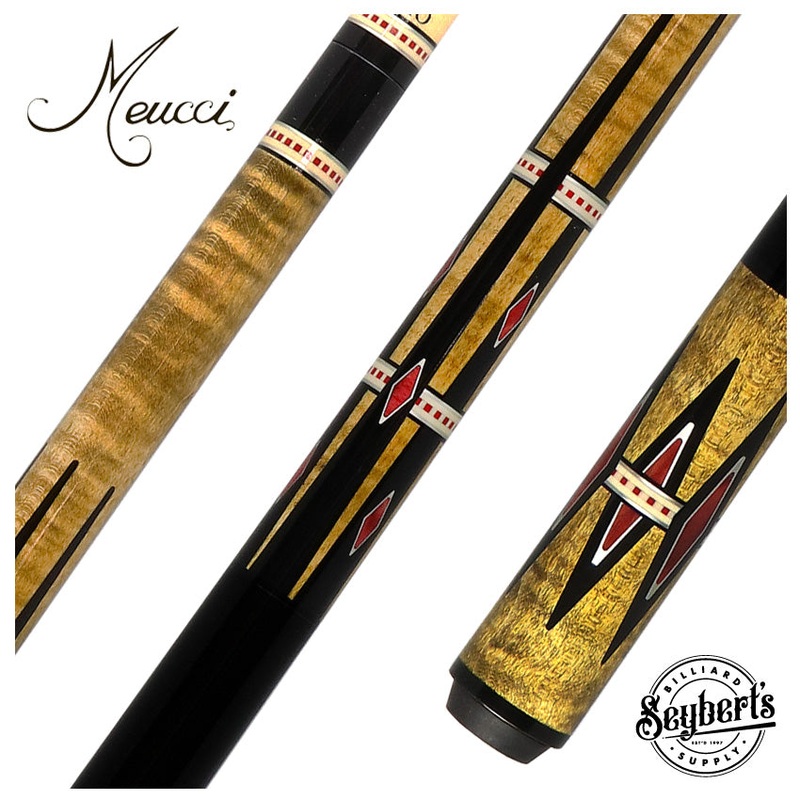 Meucci 21st Century 5 Natural – No Bands – Black Wrap Pool Cue with Pro Shaft – 2105NATNBBKP