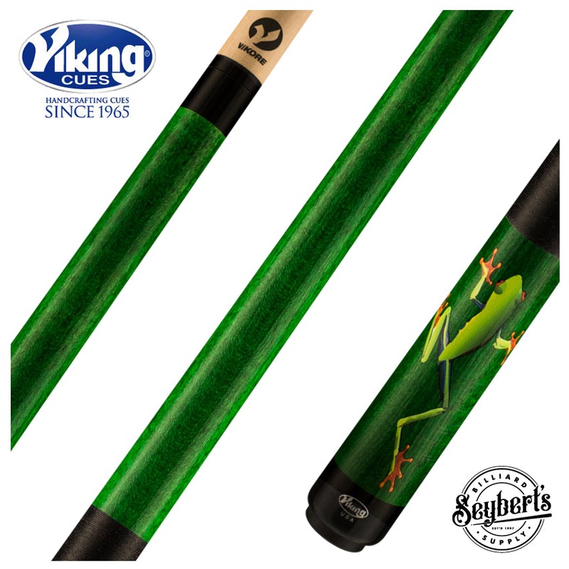 Viking De-Cues Series Emerald Stained Northwood Maple with Tree Hugger Frog Play Cue – DE0203