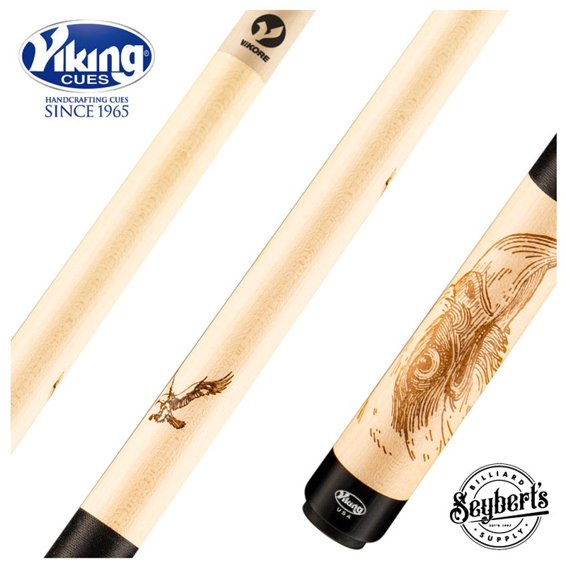 Viking De-Cues Series Khaki-Stained Maple with Fire Branded Eagle Play Cue – DE0400