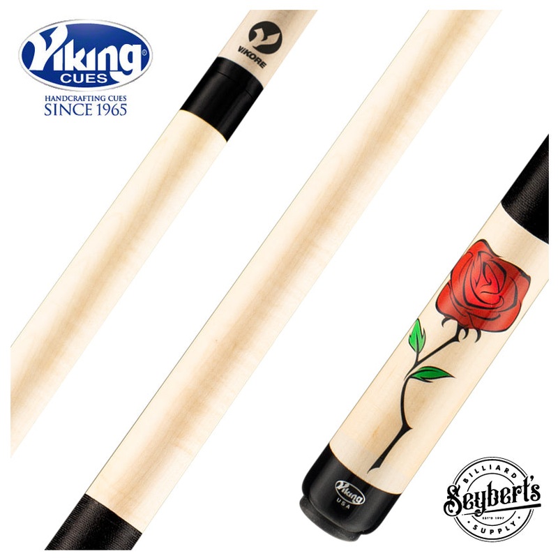 Viking De-Cues Series Natural Stained Northwood Maple with Wild Rose Graphic Play Cue – DE0300