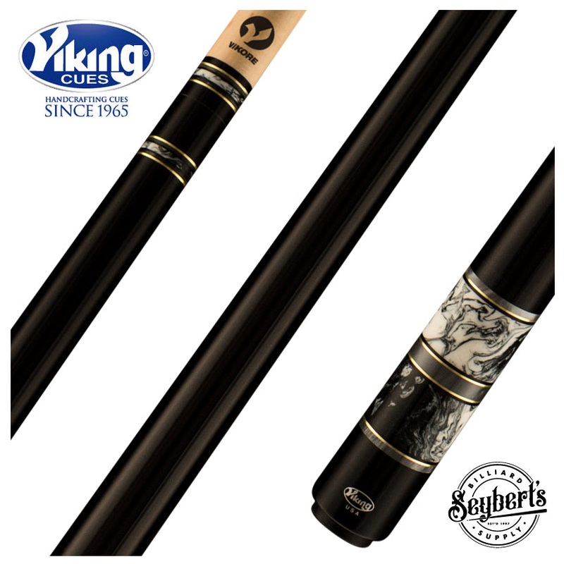 Viking Defender Series Midnight Black Stained Maple with Venetian Marble Premium Pearl Play Cue – DF0102