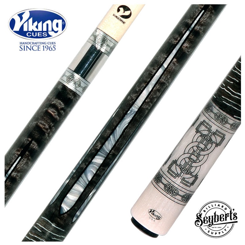 Viking  Defender Series Premium Smoke Stained Birdseye Maple with White Pearl and Black Inlays Play Cue – DF0911