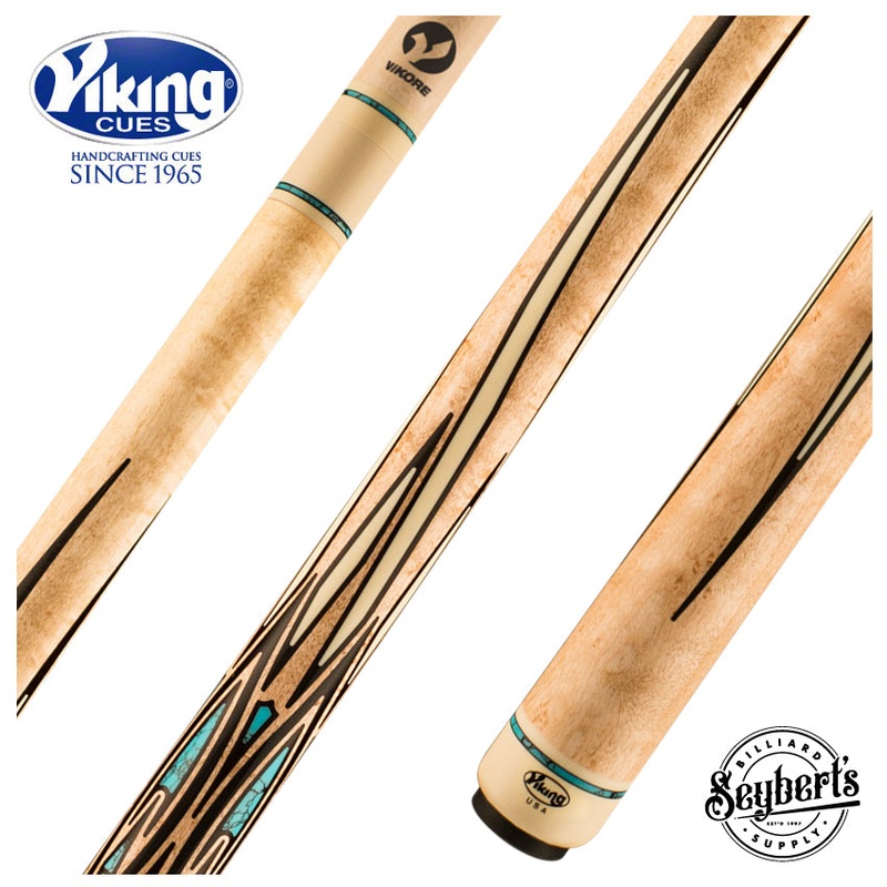 Viking Helix Series Khaki-Stained Birdseye Maple with 88 West African Ebony Inlays Play Cue – HL0604