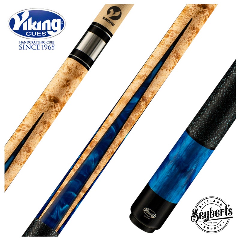 Viking Helix Series Khaki-Stained Birdseye Maple with Black and Blue Premium Pearl Play Cue – HL0304