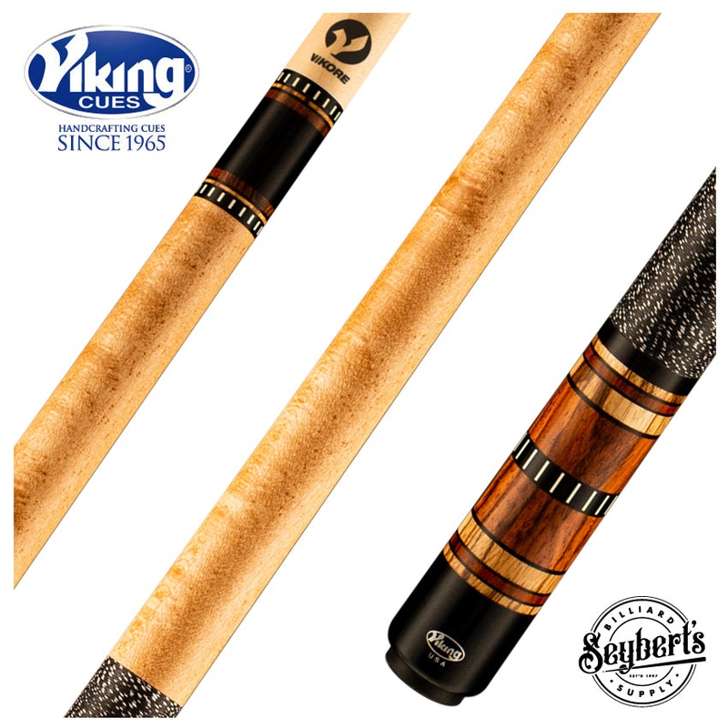 Viking IM0300 Impero Series Play Cue – Khaki Stain Birdseye Maple with Zebrawood and Cocobolo Rings