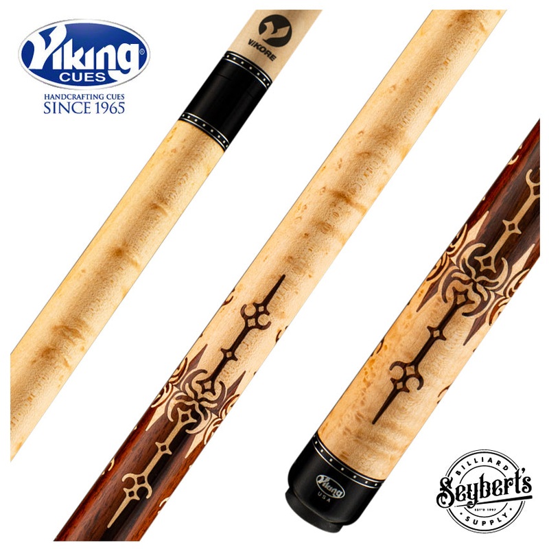 Viking Motore Series Khaki-Stained Birdseye Maple with East Indian Rosewood Inlays Play Cue – MT0604