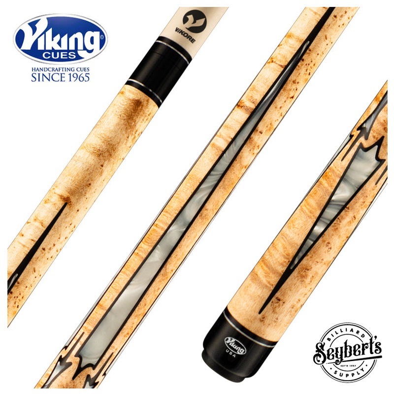 Viking Motore Series Play Cue Khaki-Stained Birdseye Maple with 40 Black and White Premium Pearl Inlays – MT0804