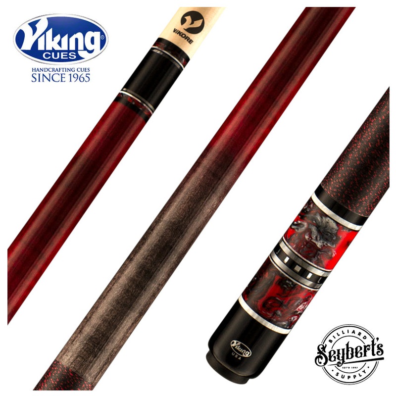 Viking Twilight Series Smoke and Crimson Faded Stained Curly Maple with Crimson Storm Premium Pearl Play Cue – TW0216