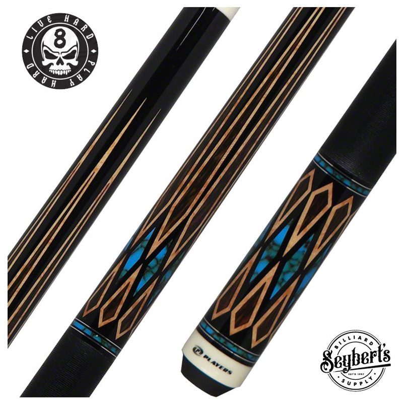 Players Exotic Series Black Palm and Blue Recon Graphic Pool Cue – E2331