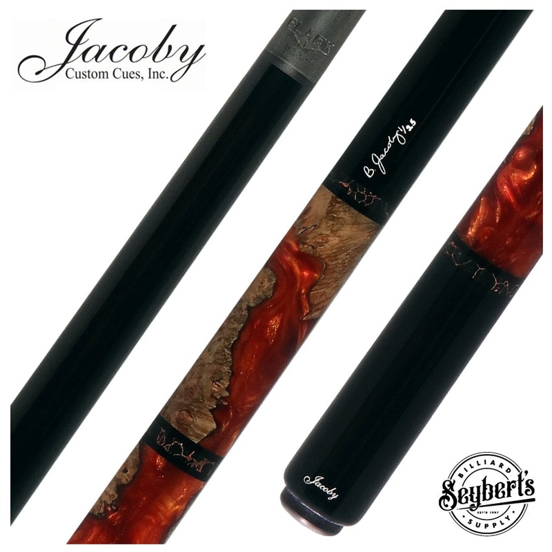 Jacoby Ebony with Copper Pearl Infused Burl Custom No Wrap Pool Cue with 12.30mm Jacoby Black V4 Carbon Shaft