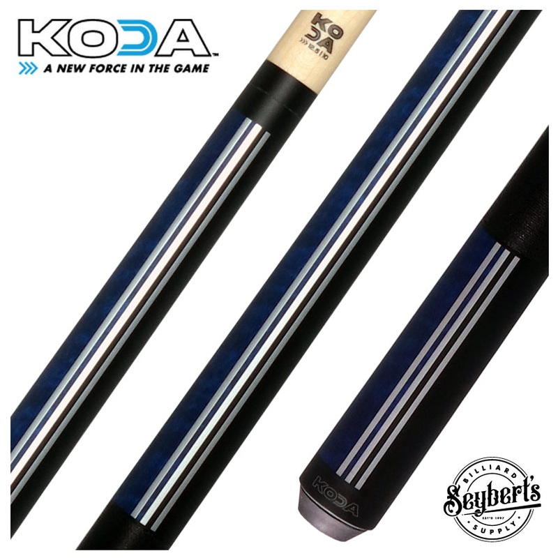 KODA Split Design Black and Blue Graphic Play Cue with Irish Linen Wrap