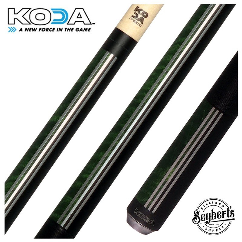 KODA Split Design Black and Green Graphic Play Cue with Irish Linen Wrap