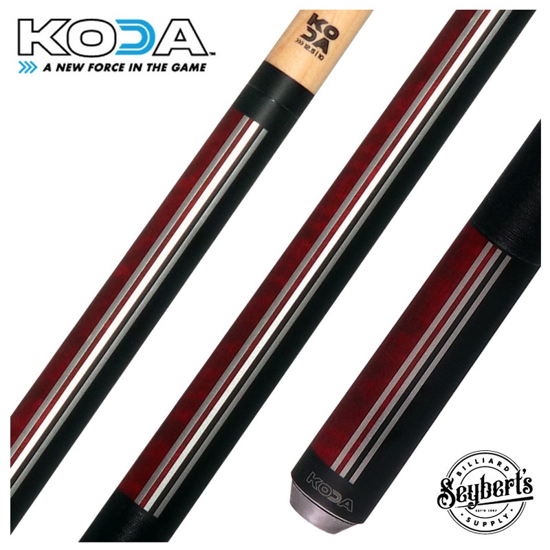 KODA Split Design Black and Red Graphic Play Cue with Irish Linen Wrap