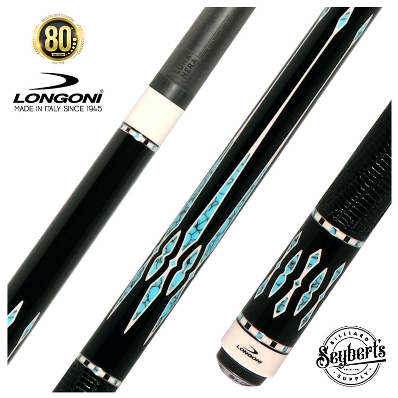 Longoni Black Mamba II Pool Cue with Luna Nera Shaft and Black Lizard Leather Wrap