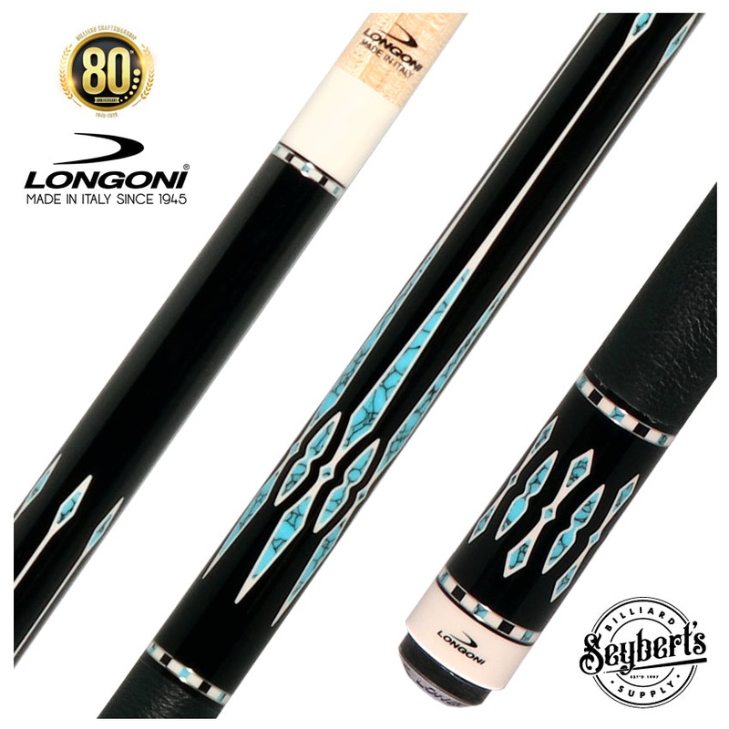 Longoni Black Mamba II Pool Cue with S2 American Shaft and Elk Leather Wrap
