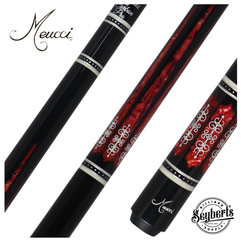 Meucci 21st Century  Cue – Black – Pink Pearl – Black Wrap – Carbon Shaft