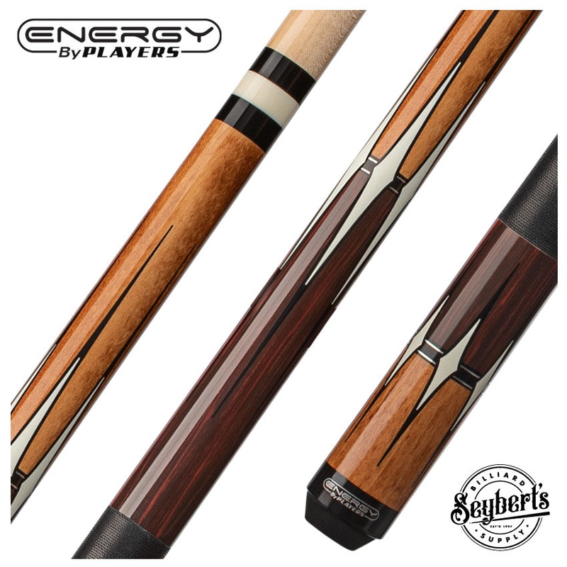 Players Energy Series Maple and Rengas Graphic Pool Cue with Black Linen Wrap
