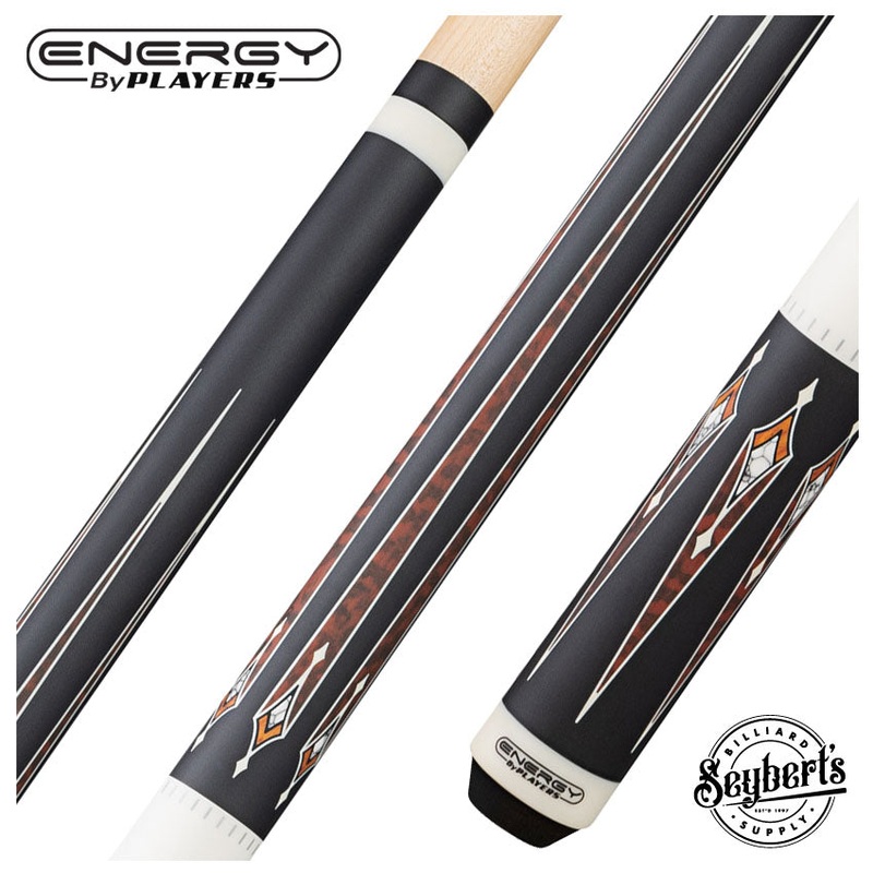 Players Energy Series Matte Black with White and Thuya Burl Graphic No Wrap Pool Cue