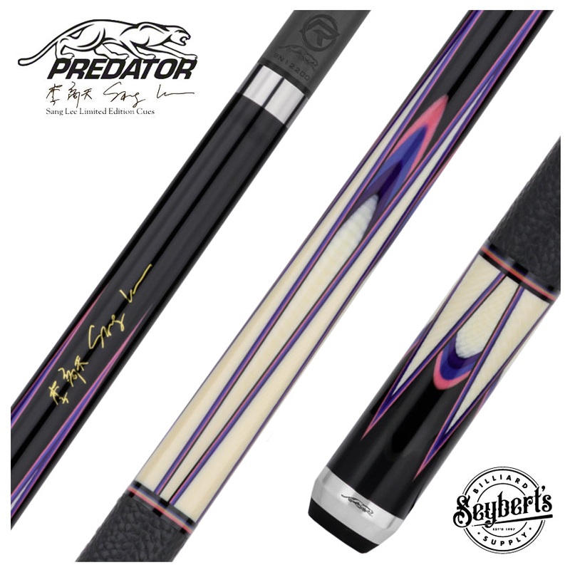 Predator Sang Lee 2-1 Black with Pink / Blue / Purple / Ivorine Butterfly Points Limited Edition Pool Cue – Radial