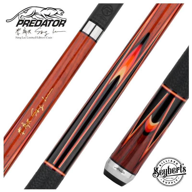 Predator Sang Lee 2-4 Cocobolo with Black / Red / Orange / Maple / Ebony Butterfly Points Limited Edition Pool Cue – Radial with Luxe Leather Wrap